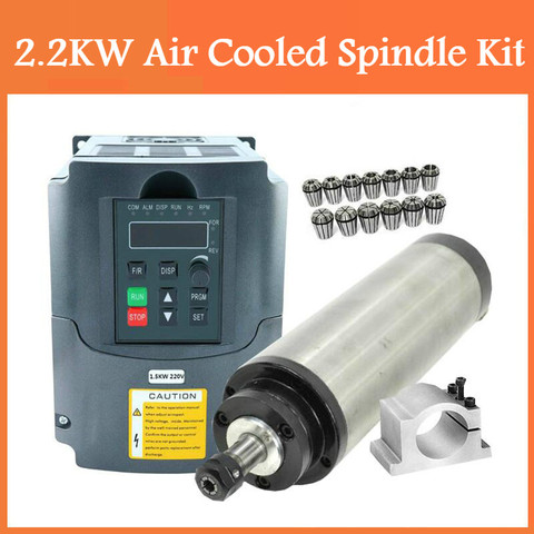 2.2KW Air Cooled Spindle Kit CNC 2.2KW Machine Tool Spindle Motor + 220V /110V Inveter + 80mm Clamp + 13pcs ER20 Collet ► Photo 1/6