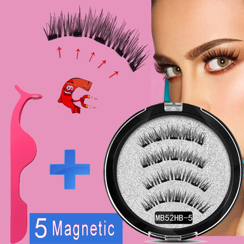MB 5 magnets Magnetic eyelashes with Mink eyelashe natural long False eye lashes applicator faux cils magnetique extension MB22P ► Photo 1/6