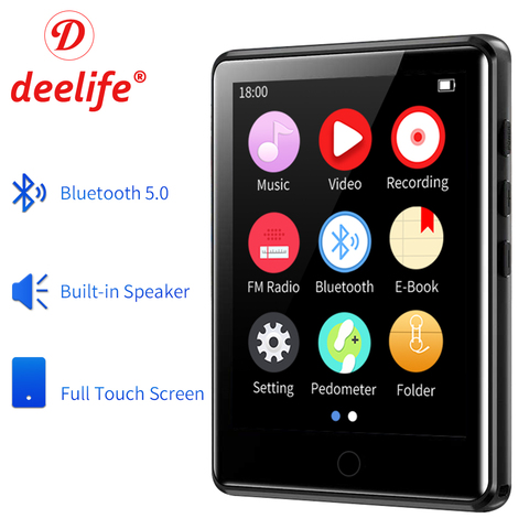 Deelife Mp3 Player Bluetooth 5.0 Full Touch Screen Portable Music MP 3 Play With FM Radio E-Book Recording Video Pedometer ► Photo 1/6