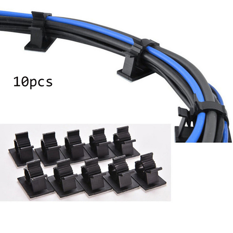 10pcs Adjustable 16mm Black Adhesive Backed Nylon Wire Cable Clips Clamps  Organizer Winder Wire Holder Desk Accessories ► Photo 1/6