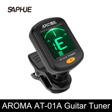 AROMA AT-01A Guitar Tuner Rotatable Clip-on Tuner LCD Display for Chromatic Acoustic Guitar Bass Ukulele Black Guitar Parts ► Photo 1/6