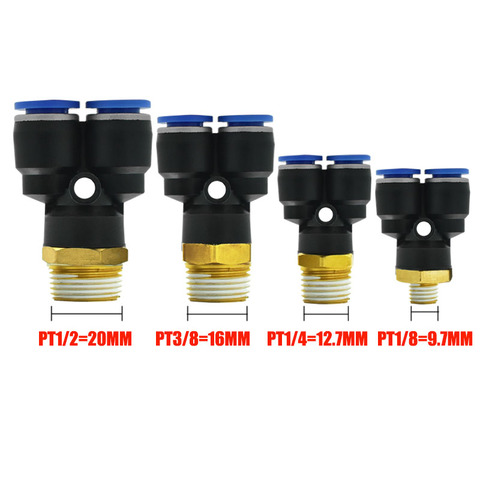 Y type Tee Air Pneumatic fittings quick Connector PX4 6 8 10 12mm to Male thread M5