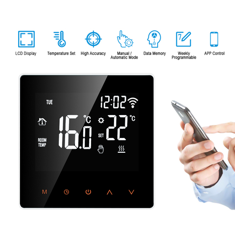 Wi-Fi Smart Digital Temperature Controller Thermostat APP Control Touch Screen Programmable Electric Floor Heating Thermostat ► Photo 1/6