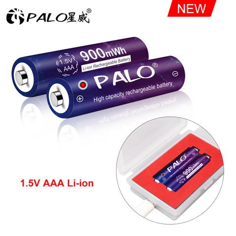 PALO 1.5v AAA Li-ion Battery 900mWh 1.5V lithium AAA rechargeable battery for Remote Control Toy light+2slots usb charger ► Photo 1/6