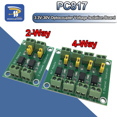 PC817 3.3V-30V 2 Way 4 Channel Optocoupler Isolation Board Voltage Converter Adapter Module Driver Photoelectric Isolated Module ► Photo 1/6