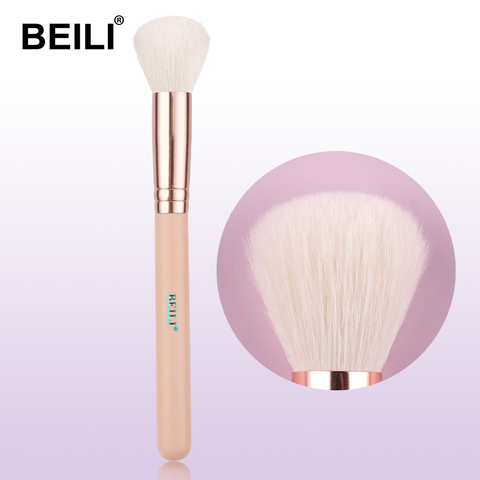 BEILI Black Pink Natural Goat hair Highlight Brushes Blusher Powder Finish Single Glitter handle Makeup Brushes Cosmetic Tool ► Photo 1/6