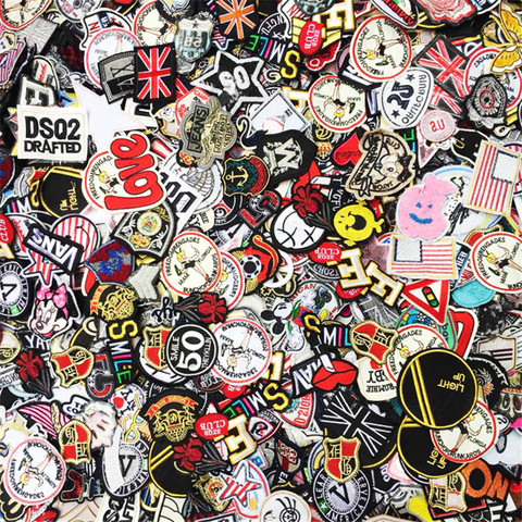 100pcs/lot Random Mix Iron On and Sew-On Badge Patches for Fashion Clothes Decoration Apparel Fabric Backpack Sewing Appliques ► Photo 1/2