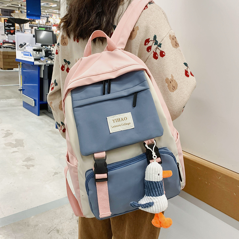 Women Nylon Backpack Travel Letters Printing Girl Shoulder Bags Rucksack Satchel 
