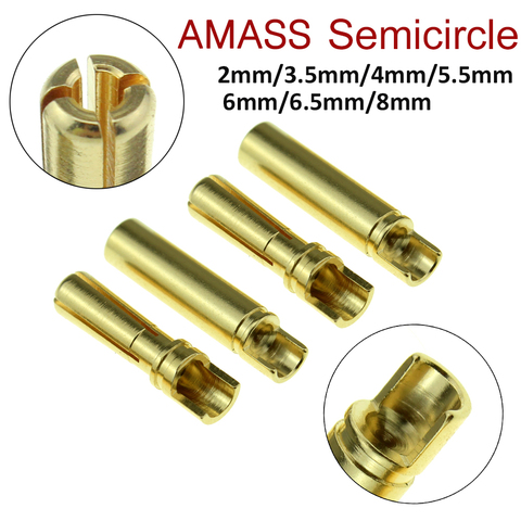 10pair New Amass Banana Plug 2mm 3.5mm 4mm 5.5mm 6mm 6.5mm Bullet Female Male Connectors Gold Plated Copper Semicircle ► Photo 1/6