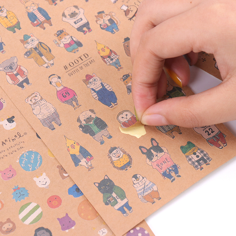 Japanese Kraft Paper Cute Cat Sticker Diary Decorate Scrapbooking Stationery Stickers Supplies ► Photo 1/6