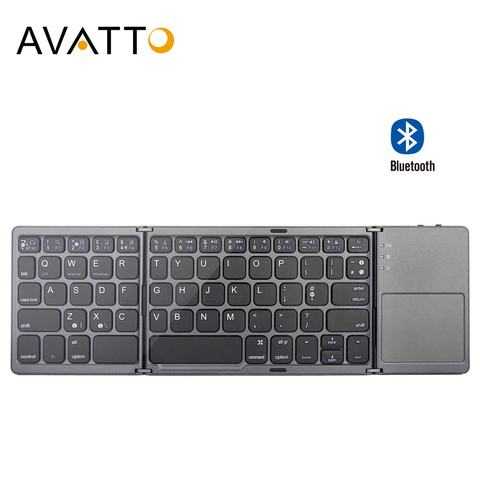 AVATTO B033 Portable thrice Folding Bluetooth Keyboard BT Wireless Foldable Touchpad Keypad for IOS/Android/Windows ipad Tablet ► Photo 1/6