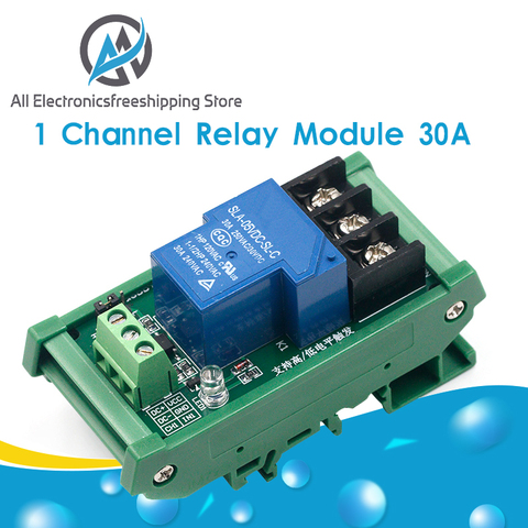 5V 12V 24V One 1 Channel Relay Module 30A with Optocoupler Isolation Supports High/Low Level Trigger with Guide Rail ► Photo 1/6