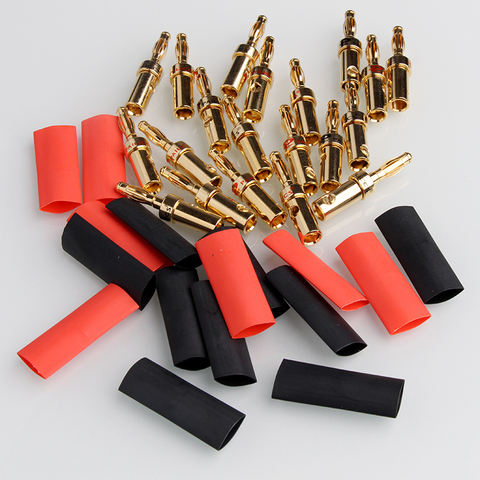4/8PCS Gold Speaker Banana Plug Cable Wire Adapters Plugs Copper Straight Connectors For Musical Audio with Heat Shrink Tube Kit ► Photo 1/6