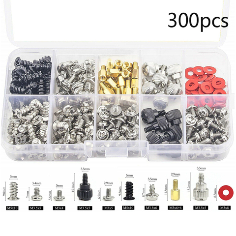 203/300pcs Personal Computer Screw Standoffs Set Assortment Kit for Hard Drive Computer Case Motherboard Fan Power with Box ► Photo 1/5