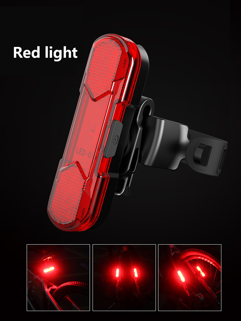 LED USB Rechargeable Bike Tail Light Bicycle Safety Cycling Warning Rear Lamp