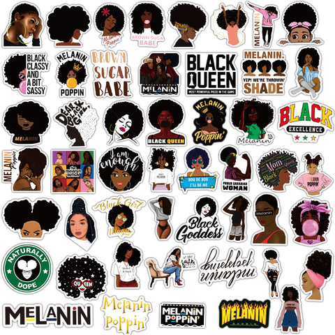 50PCS Fashion Inspirational Melanin Poppin Black Girl Sticker For DIY Luggage Laptop Skateboard Motorcycle Decal Stickers ► Photo 1/6