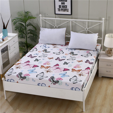 LAGMTA 1pc 100% cotton fitted sheet plant cartoon plaid mattress cover Four Corners With Elastic band bed sheet can be customiza ► Photo 1/6