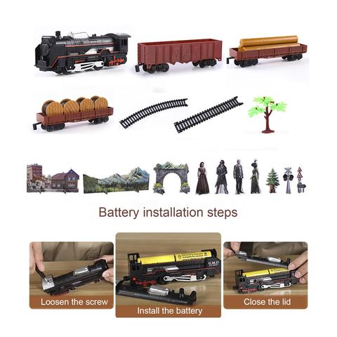 Creative Classic Retro Electric Railway Tracks Car Simulation Train Children Gift Kid Assembly Transportation Toy ► Photo 1/6