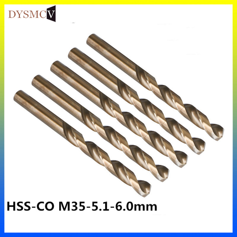 2 pcs Twist Drill Bits 5.1, 5.2, 5.3, 5.4, 5.5, 5.6, 5.7, 5.8, 5.9 ，6.0mm HSS-CO M35 steel straight stem for stainless steel ► Photo 1/6