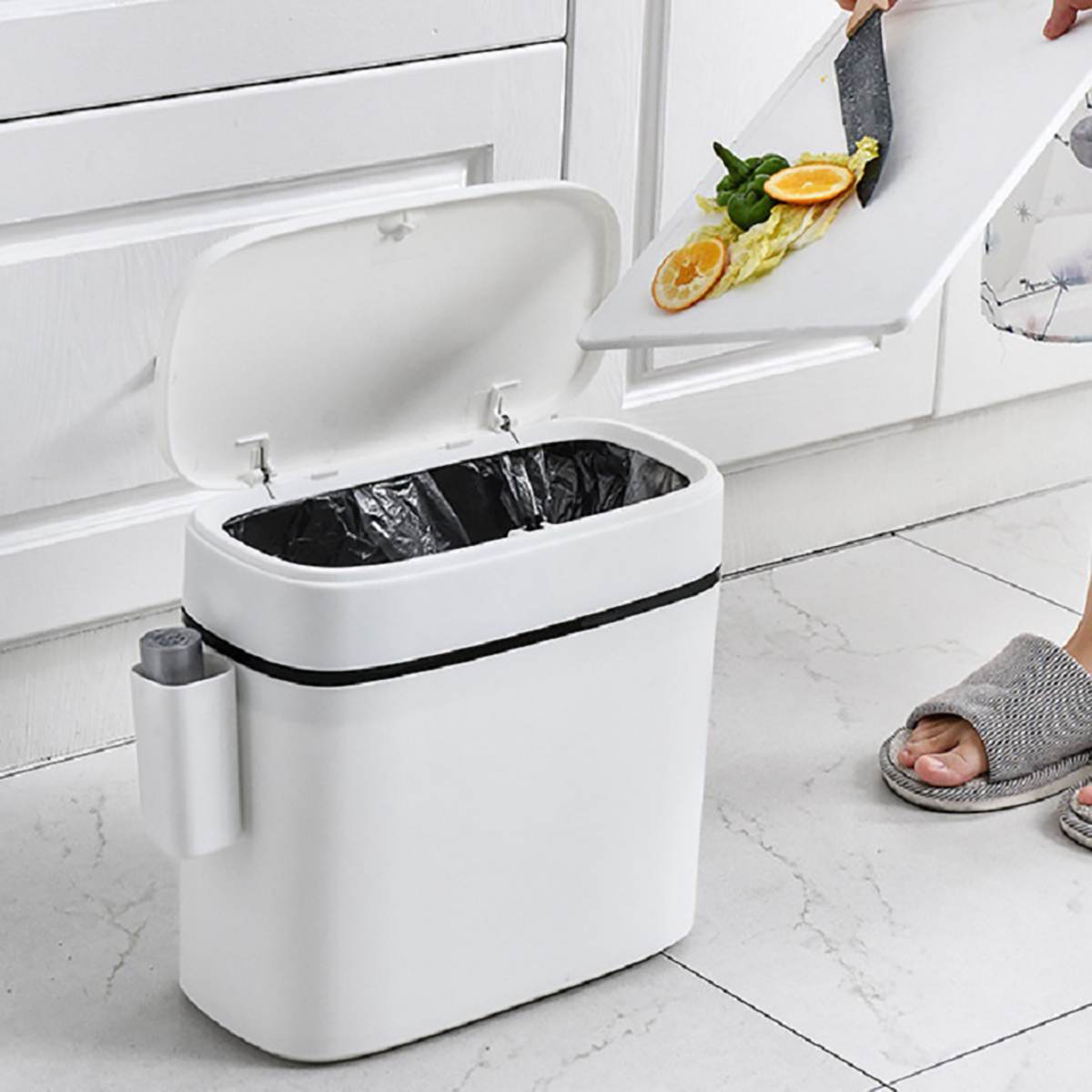 Buy Online 12l Plastic Trash Can Simple Bathroom Waste Bin Toilet Dustbin Trash Basket Garbage Bucket Garbage Bag Holder Storage Container Alitools