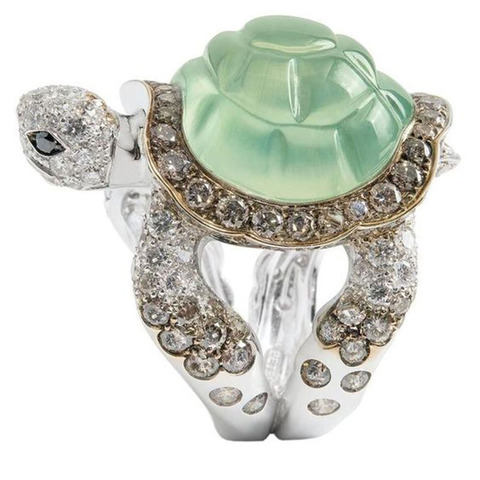 Milangirl Fashion Cute tortoise Ring Crawl Animal Green Shell Rings For Women Girl Glamour Jewelry s for tortoise lover fans ► Photo 1/4