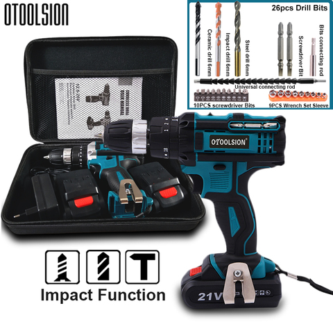 21V Impact Cordless Screwdriver 1600rpm High Speed Drills Rechargeable Battery Drill Household Drill Power Tools With Drill Bits ► Photo 1/6