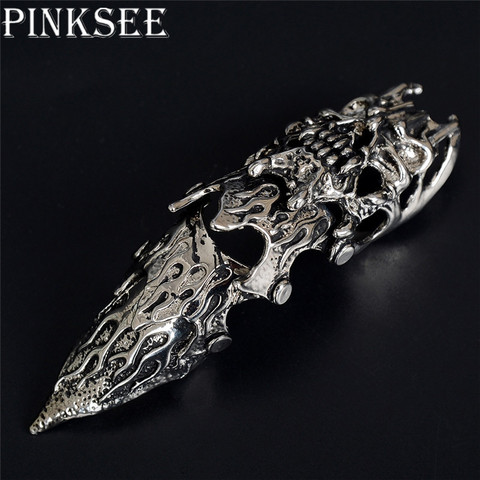 5pcs/lot Punk Ring Rock Scroll Joint Armor Knuckle Metal Full