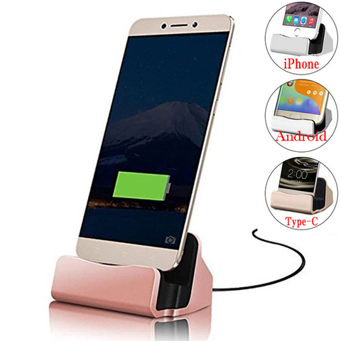 Type C Charger Dock Station for Samsung A50 A70 A20 A80 M20 M30 A30 A40 A60 iPhone 7 8 Plus Micro USB Stand charging desktop ► Photo 1/6