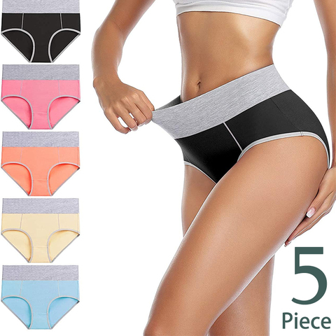 5PCS/Lot Seamless High-waist Women Underwear Solid Color Simple Black Cotton Panties Hip-lifting Panties For Women ► Photo 1/6