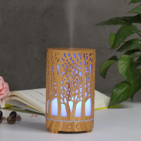 200ml Ultrasonic Air Humidifier Forest Aroma Essential Oil Diffuser Hallow Wood Grain 7 Color LED Aromatherapy Humidificador ► Photo 1/6