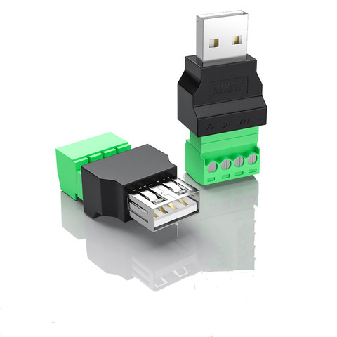 1Pc 4Pin USB 2.0 Type A Male/Female to Screw Connector USB Jack USB plug with Shield connector USB2.0 to Screw Terminal Plug ► Photo 1/4