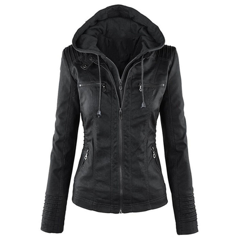 Hot Winter Women Jackets Windbreaker Motorcycle Black Slim Outwear Hooded Coat Plus Size 7XL Female Jackets chaqueta mujer ► Photo 1/6