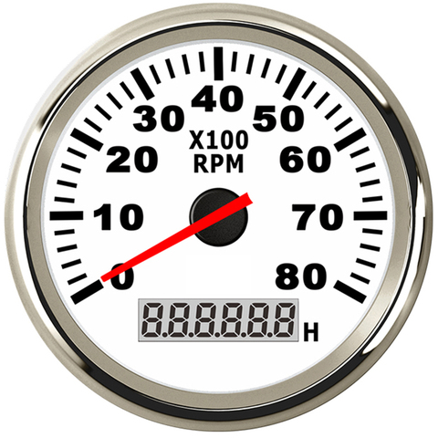 8K Boat Tachometer Marine Tacho Meter Gauge LCD Hourmeter 12V/24V 8000 RPM 85mm Car Tachometer Toerenteller ► Photo 1/6