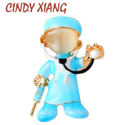 CINDY XIANG Opal Enamel Doctor Boys Brooches Medical Brooch Pin Nurse Doctor Jewelry Fashion 2 Colors Available Good Gifts ► Photo 1/6