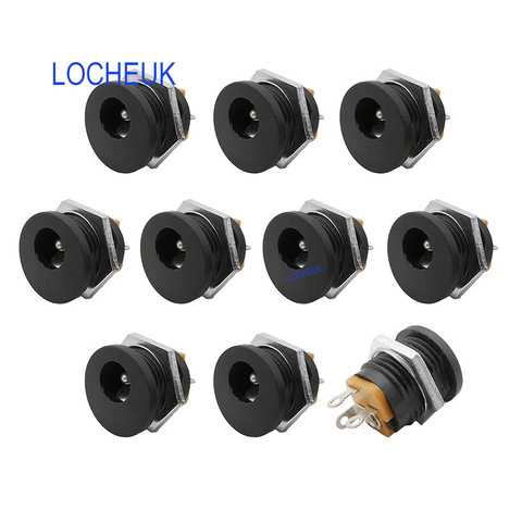 10/5/2pcs DC-022 5.5x2.1mm DC Power Socket Plug Jack DC Connectors Round Hole Screw Nut Interface Panel Mounting DC022 5.5-2.1 ► Photo 1/6