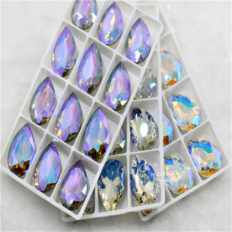 New Diy Beads Craft Paradise Shine Glass Crystal Pointback Rhinestone Droplet Glue on jewels Decoration Ghost Light ► Photo 1/6