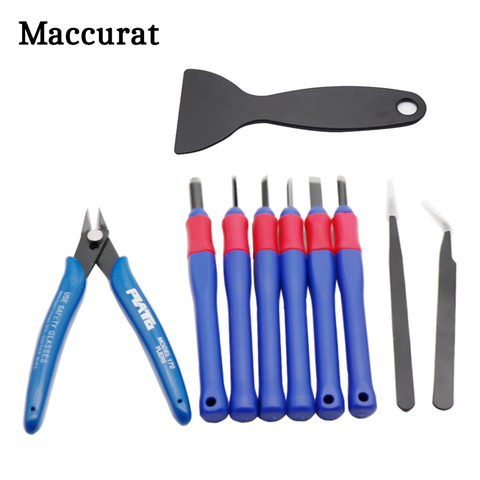 Maccurat 10Pcs/set Clean-up tool Kit Collect File Chisel Tweezers Blade Pliers Alloy Set Moulding Tool for 3D Printer printout ► Photo 1/6