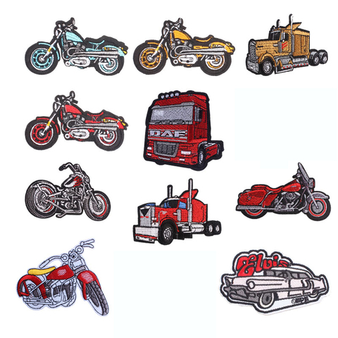 Locomotive Embroidered Patches on Heat Transfer Appliques Motorcycle Patch Clothes Car Truck Badge Stickers for Backpack Printed ► Photo 1/5