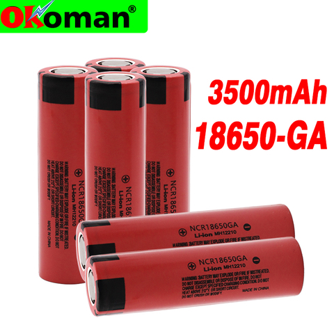 original 18650GA high discharge 3.7V 3500mAh 18650 rechargeable battery for toy flashlight flat-top lithium battery ► Photo 1/6