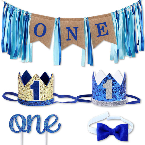 One Year Birthday Gift Hat Tie 1st Birthday Banner Kids Happy Birthday Banner 1 One Year First Birthday Boy Baby Shower ► Photo 1/6