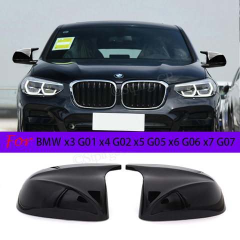 2PCS Black Car Side Rearview Mirror Cover Cap For BMW X3 X4 G01 G02 2022-2022 X5 X6 X7 G05 G06 G07 Side mirror cover ► Photo 1/6