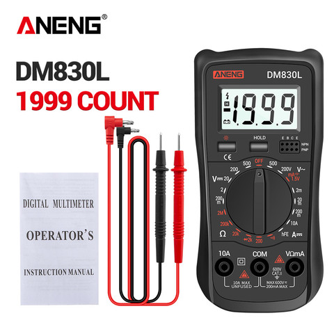 ANENG DM830L Digital Multimeter Meter Testers 1999 Count Electrical Transistor Capacitance DC/AC Multimetro With LCD Backlight ► Photo 1/6