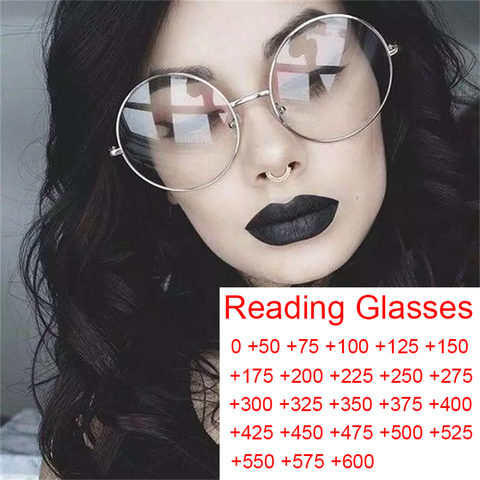 Oversized Round Metal Anti Blue Light Woman Reading Glasses Men Clear Lens Vintage Eyeglasses Presbyopia Large Computer Goggles ► Photo 1/6