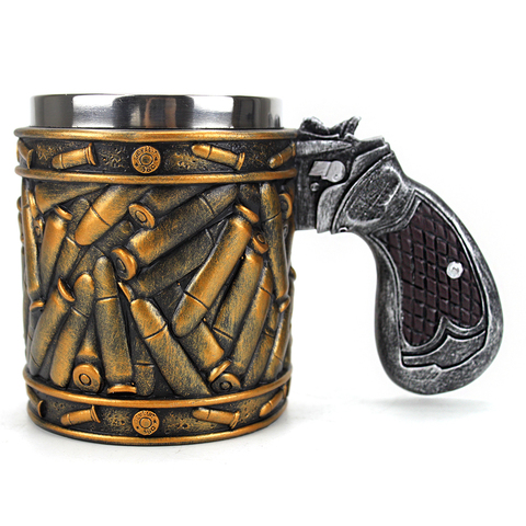 Gun Mugs Revolver Gun Pistol Tankard Mug With Ammo Bullet Round Shells Mugs Cup Birthday Christmas Halloween Gift 400ml ► Photo 1/6