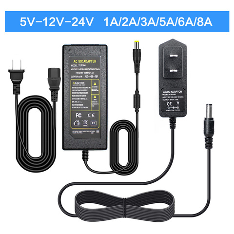 AC/DC 220V TO 12V 5V 24V Power Supply Adapter Universal 1A 2A 3A 5A 6A 8A 10A 5.5MM * 2.5 MM Power Adapter Source Charger EU US ► Photo 1/6