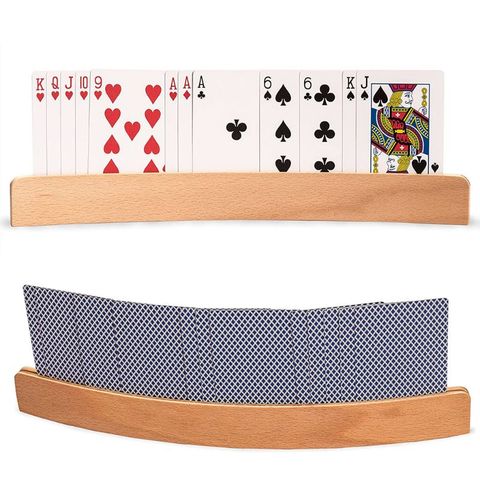 1pc Wooden Hands-Free Playing Card Holder Curved Design Board Game Poker Seat Lazy Poker Base Base Game Organizes Hands ► Photo 1/6