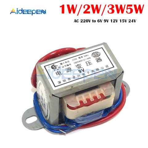 AC 6V 9V 12V 15V 24V Output Voltage 1W 2W 3W 5W EI Copper Core Input 220V 50Hz~60Hz Single Voltage Copper Power Transformer ► Photo 1/6