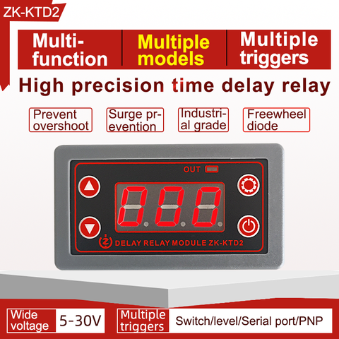 ZK-KTD2 Fully Compatible Delay Relay module 5A 5V 12V 24V Trigger Cycle Timing Industrial Anti-overshoot ► Photo 1/5