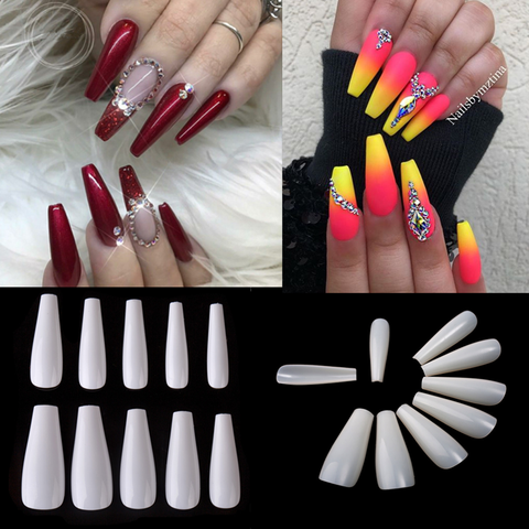 Recuerdame 500pcs/opp Ballerina Nail Art Tips Press on Long Coffin Shape  Professional False Nails Full Cover Acrylic Tip 10Sizes - Price history &  Review | AliExpress Seller - Recuerdame Official Store 