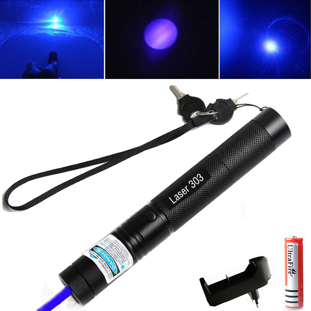 18650+Charger 303 Red Green Purple Laser Pointer Pen Visible Beam Light Lazer